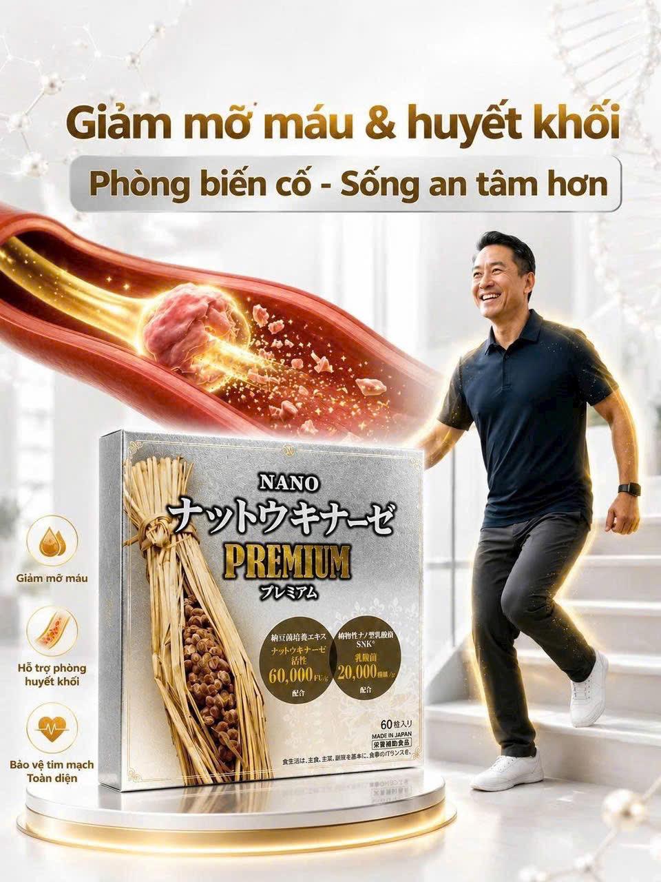 Nano Nattokinase Premium active lifestyle campaign artwork